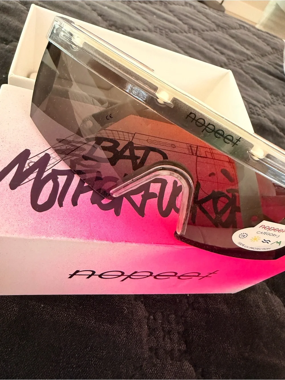 Shield Sunglasses in Gradient Pink-Orange